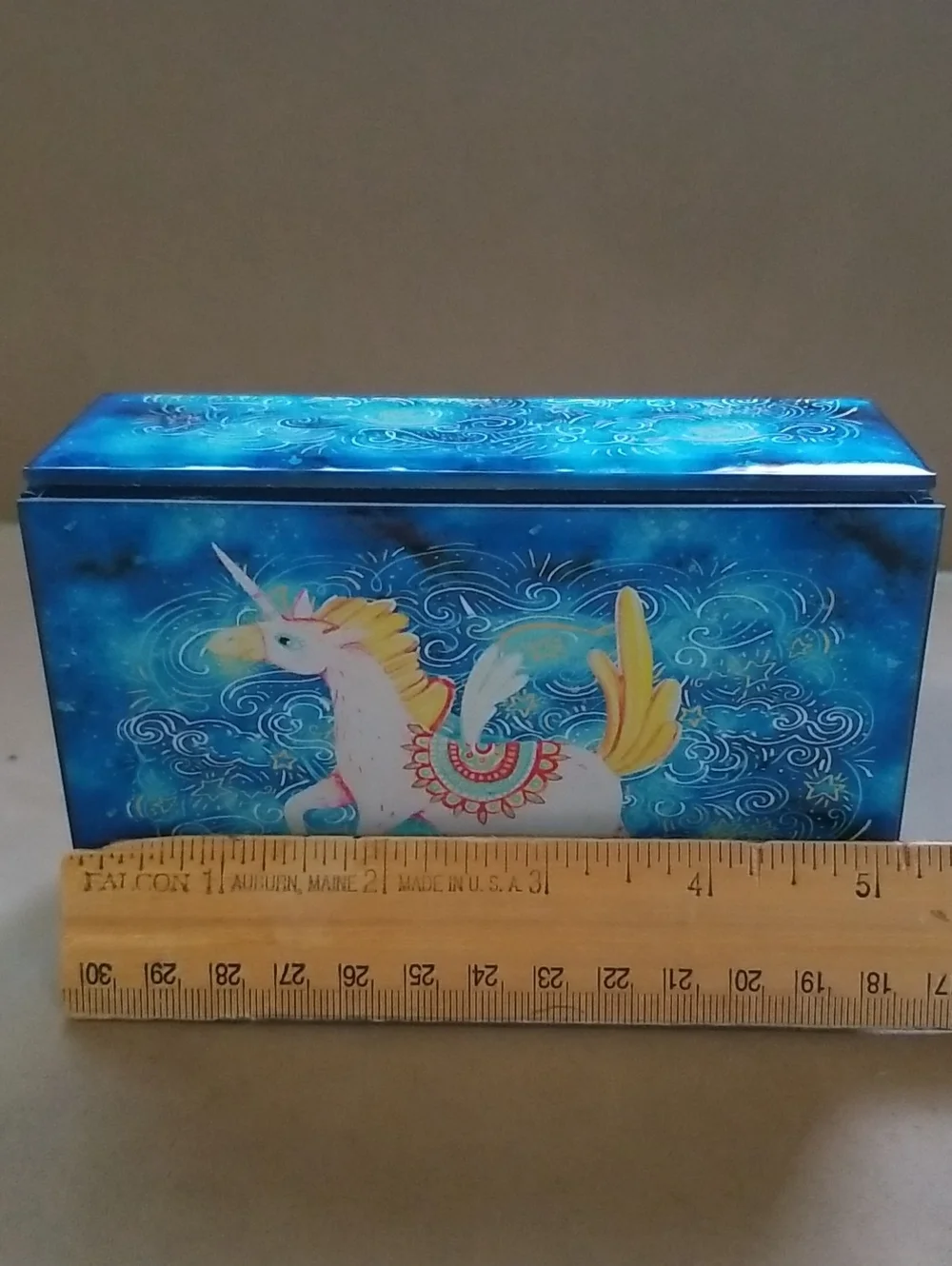 Glass, Velvet-Lined Jewelry Box w/Unicorn